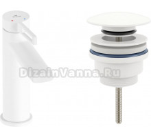 Смеситель Wellsee ONCE! and forever 201000010 с донным клапаном, белый матовый