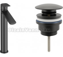 Смеситель Wellsee ICON! for life 201000012 с донным клапаном, черный матовый