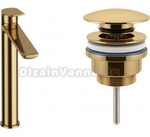 Смеситель Wellsee ICON! for life 201000013 с донным клапаном, золото