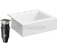 Комплект Мойка кухонная Domaci Сиена 50166-101 с 3 отверстиями, белый глянец + Измельчитель Равенна Vento Plus 560