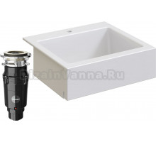 Комплект Мойка кухонная Domaci Сиена 50166-101 с 1 отверстием, белый глянец + Измельчитель Равенна Vento Plus 560