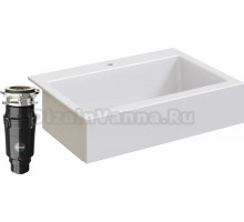 Комплект Мойка кухонная Domaci Сиена 50186-101 с 1 отверстием, белый глянец + Измельчитель Равенна Vento Plus 560