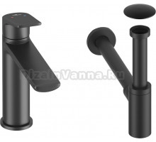 Комплект для раковины Wellsee ICON! for life 201000022 с сифоном и донным клапаном, черный матовый