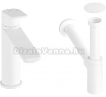 Комплект для раковины Wellsee ICON! for life 201000025 с сифоном и донным клапаном, белый матовый