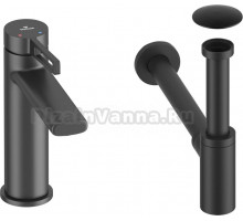 Комплект для раковины Wellsee ONCE! and forever 201000027 с сифоном и донным клапаном, черный матовый