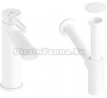 Комплект для раковины Wellsee ONCE! and forever 201000030 с сифоном и донным клапаном, белый матовый