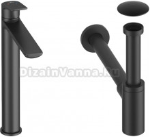 Комплект для раковины Wellsee ICON! for life 201000032 с сифоном и донным клапаном, черный матовый