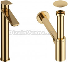 Комплект для раковины Wellsee ICON! for life 201000033 с сифоном и донным клапаном, золото