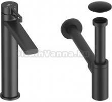 Комплект для раковины Wellsee ONCE! and forever 201000037 с сифоном и донным клапаном, черный матовый