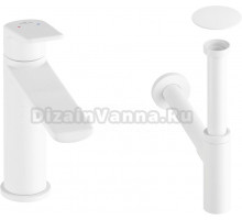 Комплект для раковины Wellsee ICON! for life 201000085 с сифоном и донным клапаном, белый матовый