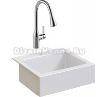 Комплект Мойка кухонная Domaci Сиена 50166-101 с 1 отверстием, белый глянец + Смеситель STWORKI 33138-123/1BG-IG11