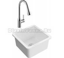 Комплект Мойка кухонная Domaci Сиена 50345-101 белый глянец + Смеситель STWORKI 33138-123/1BG-IG11