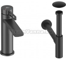 Комплект для раковины Wellsee ONCE! and forever 201000087 с сифоном и донным клапаном, черный матовый