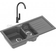 Комплект Мойка кухонная Domaci Сиена 54100-112 антрацит + Смеситель STWORKI HWX5015-P01BK