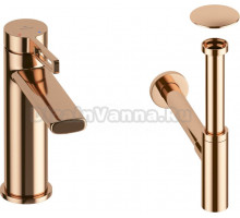 Комплект для раковины Wellsee ONCE! and forever 201000089 с сифоном и донным клапаном, розовое золото