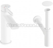 Комплект для раковины Wellsee ONCE! and forever 201000090 с сифоном и донным клапаном, белый матовый