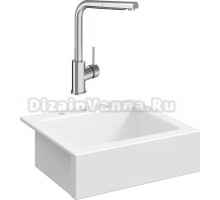 Комплект Мойка кухонная Domaci Сиена 50166-101 с 3 отверстиями, белый глянец + Смеситель STWORKI HDN1309XH