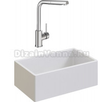 Комплект Мойка кухонная Domaci Сиена 50276-101 белый глянец + Смеситель STWORKI HDN1309XH
