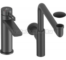 Комплект для раковины Wellsee ONCE! and forever 201000107 с сифоном и донным клапаном, черный матовый