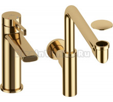 Комплект для раковины Wellsee ONCE! and forever 201000108 с сифоном и донным клапаном, золото