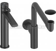 Комплект для раковины Wellsee ONCE! and forever 201000117 с сифоном и донным клапаном, черный матовый