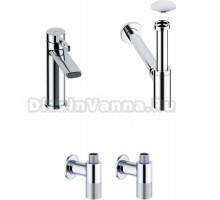 Комплект для раковины Wellsee ONCE! and forever 201000126 с сифоном, донным клапаном и угловыми вентилями, хром