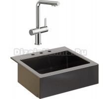 Комплект Мойка кухонная Domaci Сиена 50166-110 с 3 отверстиями, черная матовая + Смеситель STWORKI 23020-648/1BG-IG11