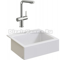 Комплект Мойка кухонная Domaci Сиена 50166-101 с 1 отверстием, белый глянец + Смеситель STWORKI 23020-648/1BG-IG11