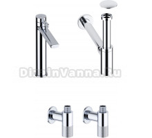 Комплект для раковины Wellsee ONCE! and forever 201000136 с сифоном, донным клапаном и угловыми вентилями, хром