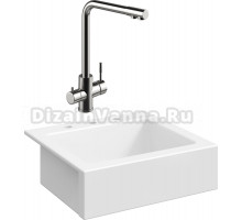 Комплект Мойка кухонная Domaci Сиена 50166-101 с 3 отверстиями, белый глянец + Смеситель Ливорно WFD04018 брашированная сталь
