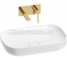 Комплект Wellsee Croquis 201000588 С ВНУТРЕННЕЙ ЧАСТЬЮ, глянцевый белый, золото, 2 в 1