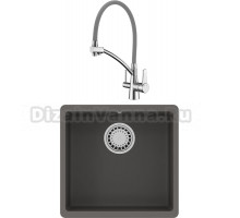 Комплект Мойка кухонная Lemark Sinara 440-U 9910071 серый шелк + Смеситель Comfort LM3071C-Gray с гибким изливом, хром, серый