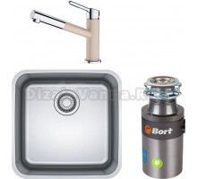Комплект Мойка Franke Bell ВСX 110-42, нержавеющая сталь + Смеситель Orbit 115.0623.059, хром, сахара + Измельчитель Bort Titan 4000 Control