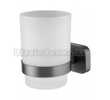 Стакан для ванной Wonzon & Woghand WW-9321-BGM настенный, черный, стеклянный