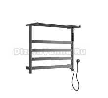 Полотенцесушитель электрический Wonzon & Woghand Essen WW-A402-GM 50x55 см, подключение справа, темный графит, лесенка, с полкой