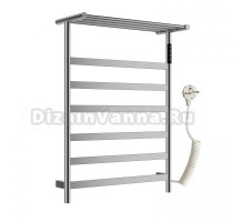 Полотенцесушитель электрический Wonzon & Woghand Essen WW-A403-BR 75x55 см, подключение справа, брашированный никель, лесенка, с полкой