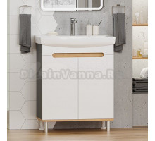 Тумба с раковиной Misty Сканди 70 напольная, белая, дуб крафт золотой, антрацит