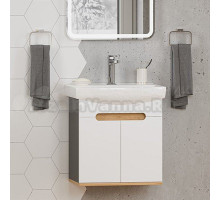 Тумба с раковиной Misty Сканди 50 подвесная, белая, дуб крафт золотой, антрацит