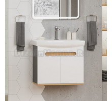 Тумба с раковиной Misty Сканди 60 подвесная, белая, дуб крафт золотой, антрацит