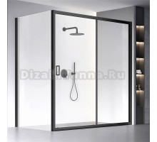 Душевой уголок Veconi Rovigo RV-060B 200х80 см, профиль матовый черный, стекло прозрачное