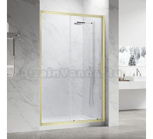 Душевая дверь в нишу Veconi Vianno VN-55G 110 см, профиль брашированное золото, стекло прозрачное