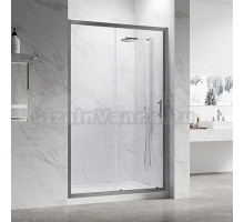 Душевая дверь в нишу Veconi Vianno VN-55GM 130 см, профиль матовая оружейная сталь, стекло прозрачное