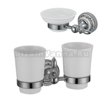 Набор Стакан Savol 68 а S-06868A, хром, двойной + Мыльница а S-06859A настенная, керамическая, белая, хром