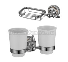 Набор Стакан Savol 68 а S-06868A, хром, двойной + Мыльница а S-06832A настенная, хром