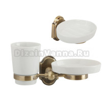 Набор Стакан Veragio Stanford VR.STD-7743.BR с мыльницей, бронза + Мыльница VR.STD-7750.BR бронза