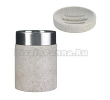 Набор Стакан Ridder Stone 22010111, бежевый + Мыльница 22010311, бежевая