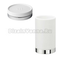 Набор Стакан Colombo Design Nordic B5241.0CR-CBO белый + Мыльница B5240 хром/белая