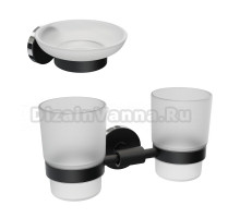 Набор Стакан Fora Lord FOR-LORD039BL двойной + Мыльница FOR-LORD036BL