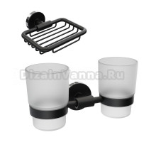 Набор Стакан Fora Lord FOR-LORD039BL двойной + Мыльница FOR-LORD040BL