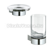 Набор Стакан Keuco Plan 14950, хром + Мыльница 14955 настенная, хром